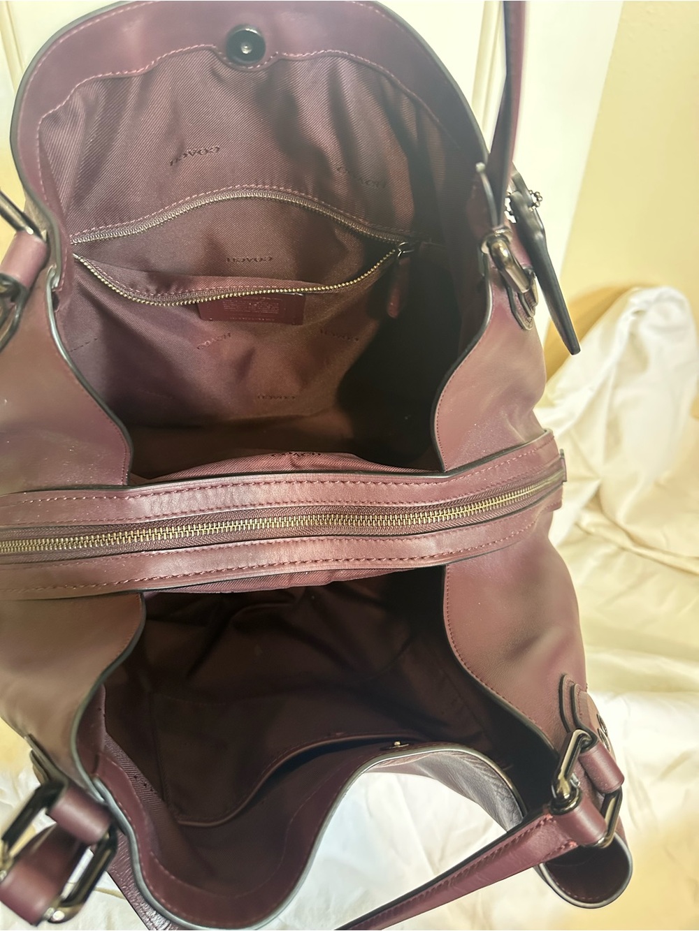 Coach Edie 31 Burgundy Leather Shoulder Bag - Picture 5 of 7